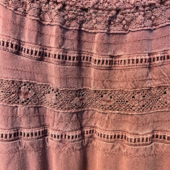 Twill Crochet Yoke Blouson Sleeve Top By Torrid - Picture 5 of 5